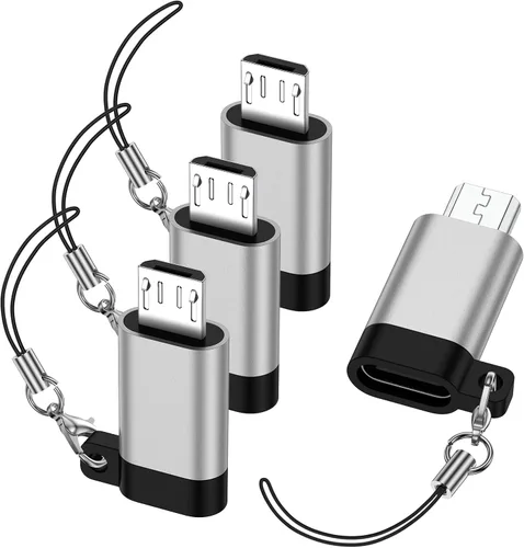Vista 8 de Adaptador USB C a Micro USB, paquete de 4 adaptadores tipo C hembra a micro Negro