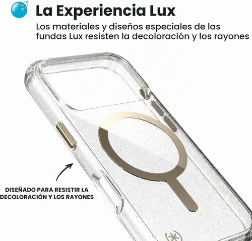 Vista 7 de Speck Presidio LUX - Funda para iPhone 17, compatible con MagSafe, funda protectora delgada, color negro desvanecido/gris pizarra/blanco