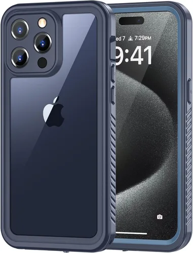 Vista 40 de Lanhiem Funda para iPhone 14, impermeable IP68 a prueba de polvo con protector de pantalla integrado, resistente a prueba de golpes de cuerpo Negro