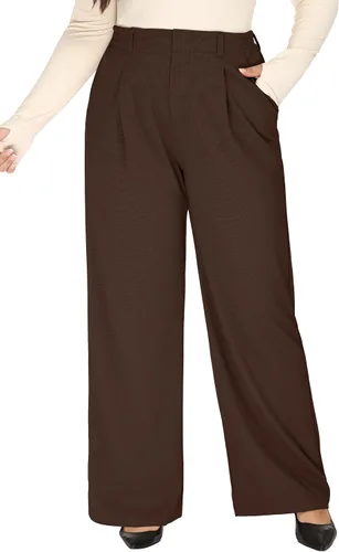 Vista 12 de Pantalones de vestir de pierna ancha de talla extragrande 1X-5X para mujer