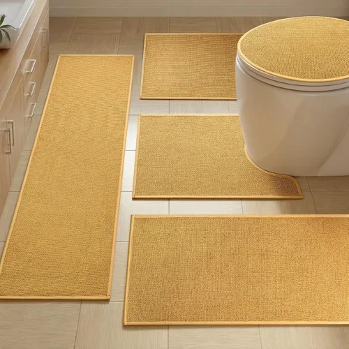 Vista 27 de YIHOUSE Tapete de baño antideslizante, absorbente, de secado rápido, para el suelo del baño, delgado, para debajo de la puerta, lavable de pelo bajo
