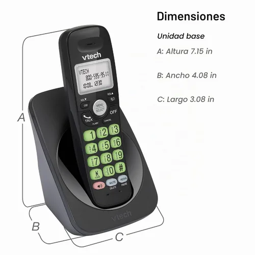 Vista 12 de VTech VG101-11 Teléfono inalámbrico con altavoz dúplex completo e identificación de llamada/llamada en espera (negro)