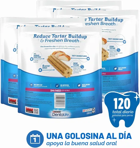 Vista 10 de Purina DentaLife - Masticables dentales diarios para perros de razas pequeñas y medianas, 120
