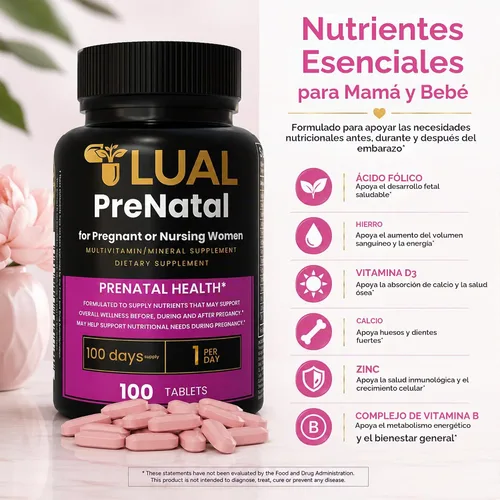 Vista 6 de LUAL Vitaminas prenatales para mujeres con hierro • Multivitamínico
