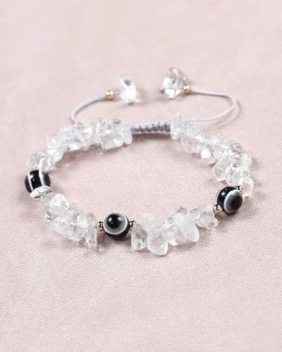 Vista 5 de Jewever Pulseras contra el mal de ojo con piedras naturales caídas, cristales y cuarzo, para mujer, piedras preciosas de Reiki de energía, gemas