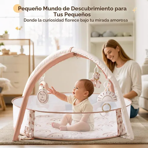 Vista 2 de Crisschirs Gimnasio grande 6 en 1 XL para bebés y piscina de pelotas, tapete de juego y gimnasio de juego, gimnasio combinado de actividades