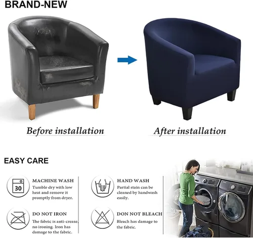Vista 5 de NILUOH - Funda elástica para silla de club, cubierta elástica para silla de bañera, fundas para silla de barril, fundas para sillón, cubierta para 01