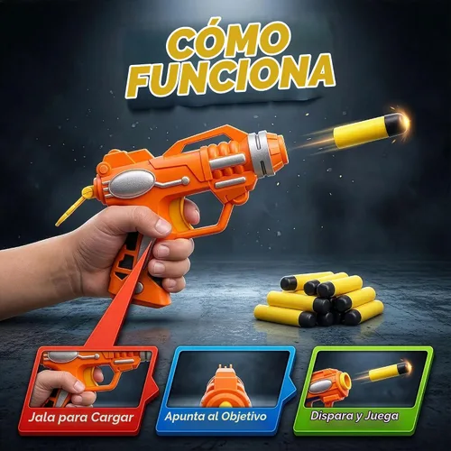 Vista 4 de Paquete de 6 mini pistolas de juguete de espuma con 36 dardos - Paquete múltiple compatible con Nerf suministros de fiesta para niños