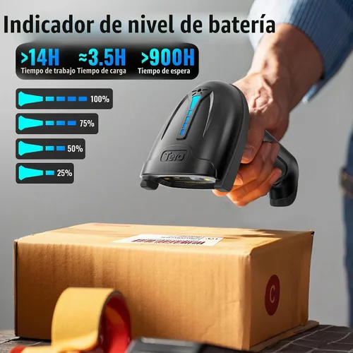 Vista 5 de Tera Escáner de código de barras inalámbrico Pro 1D 3 en 1 Bluetooth y 2.4G inalámbrico y USB con cable CCD inalámbrico de 2500 píxeles lector