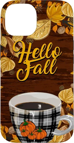 Vista 4 de Funda para iPhone 16 Hello Fall Leaves Coffee Cup Pumpkin Autumn Thanksgiving Case