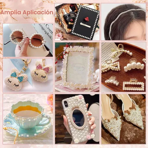 Vista 4 de 1980 piezas de calcomanías adhesivas de perlas, calcomanías de gemas de perlas Shynek para cabello, cara, maquillaje, ojos, uñas, manualidades