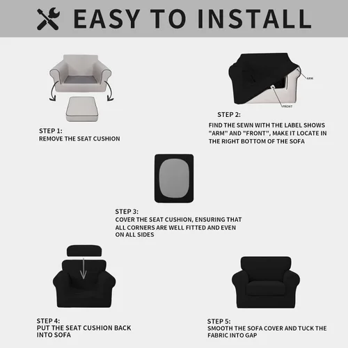 Vista 5 de ISSUNTEX 2 Piezas Fundas para Silla y Sofá de Alta Elasticidad Gruesas, Funda Suave para Sofá de 1 Cojín Separado, Tela Jacquard Funda Elástica
