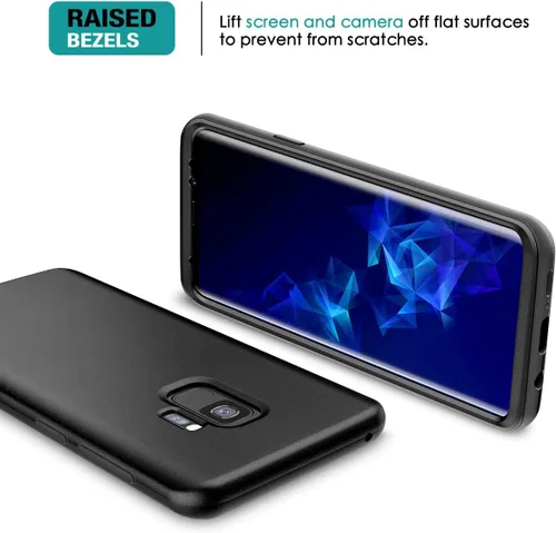 Vista 5 de SURITCH Funda para Samsung Galaxy S9, 【Protector de pantalla integrado】【Compatible con carga inalámbrica】Cubierta trasera resistente híbrida