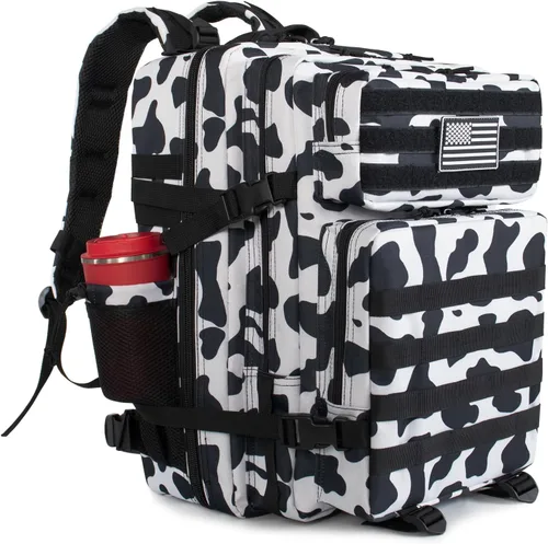 Vista 8 de Mochila táctica militar de camuflaje gris de 45 L, paquete de asalto Molle de 3 días, mochila grande para hombres, senderismo al aire libre