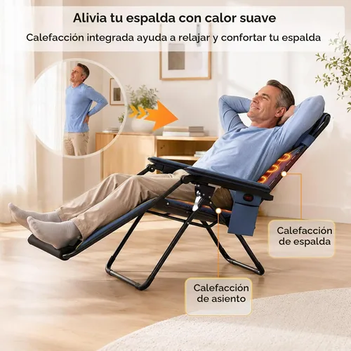Vista 6 de Suteck Heated Zero Gravity Chair, 400LBS 30.3" Padded Antigravity Chairs Blue
