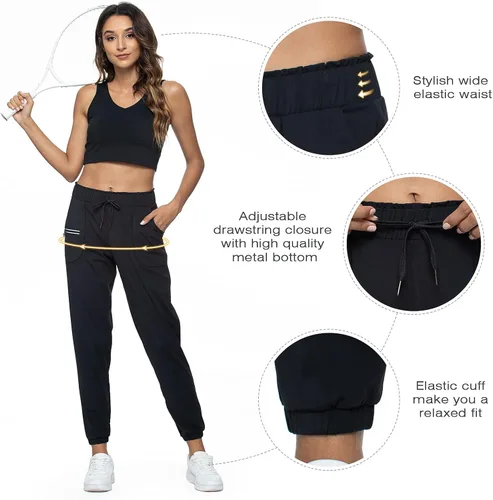 Vista 4 de Haowind - Pantalones deportivos para mujer con bolsillos y cintura elástica, cómodos pantalones de deportivos de descanso para deportes, gimnasio