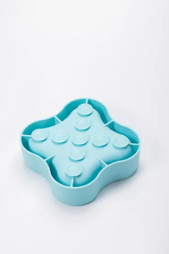 Vista 7 de Cuenco de silicona para perros de alimentación lenta, tazón antideslizante para perros pequeños y medianos, gatos, cuenco interactivo de Cian/azul