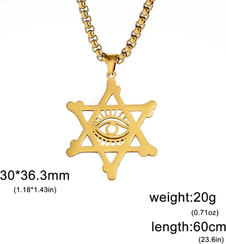 Vista 30 de EUEAVAN Collar con dije de estrella de David contra el mal de ojo de seis puntas con dije de estrella de David, hexagrama demoníaco religioso