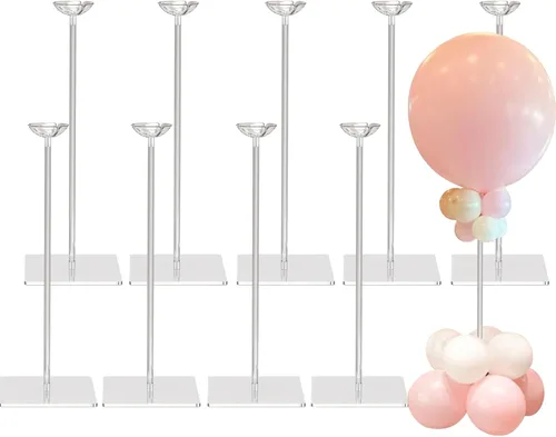Vista 9 de TEKXYZ Soporte de globo acrílico transparente de 15.75 pulgadas de altura para decoración de centro de mesa, juego de 4
