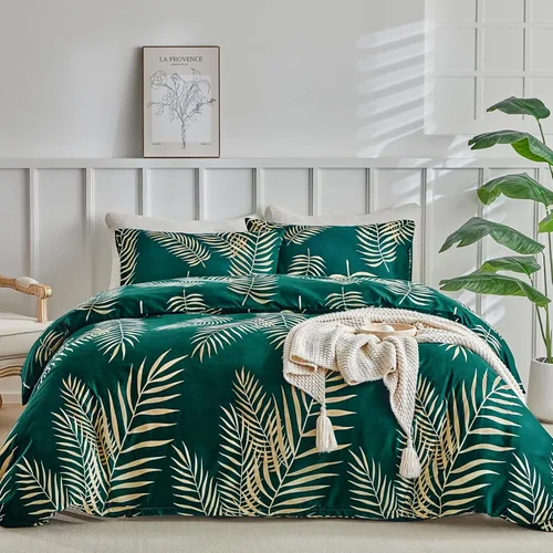 Vista 47 de Lekesky Funda de edredón reversible tamaño Queen, juego de funda de edredón tamaño Queen de 3 piezas, juego de ropa de cama de microfibra verde