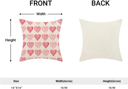 Vista 2 de Juego de 2 fundas de almohada para el día de San Valentín de 16 x 16 pulgadas, fundas de almohada rosas con corazón de amor, San Valentín, boda, día