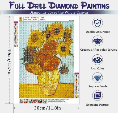 Vista 3 de VeGuude Kits de Pintura de Diamantes para Adultos, Paquete de 6 Kits de Arte de Diamantes Noche Estrellada de Van Gogh, Manualidades DIY de Taladro