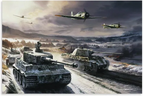 Vista 8 de Retro Posters of World War II Tanks And Aircraft Wall Art Paintings Canvas Wall Decor Home Decor Living Room Decor Aesthetic 12x18inch(30x45cm)