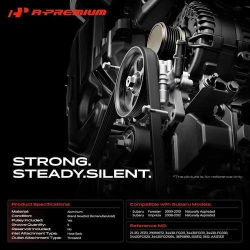Vista 2 de A-Premium Bomba de dirección asistida, con polea, compatible con Subaru Forester 2009-2010, Impreza 2008-2012, 2.0L 2.5L, aspirada naturalmente