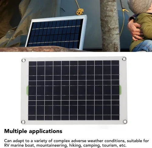 Vista 2 de Kit de controlador solar y panel solar MPPT de 30 A, cargador de panel solar de 12 V, 24 V, 50 W, cargador de batería para caravana, remolque