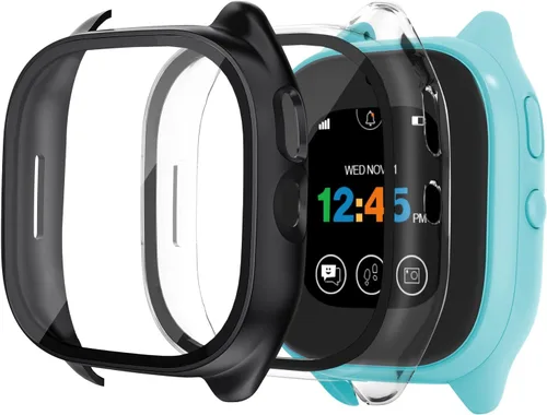 Vista 8 de Paquete de 2 fundas compatibles con Verizon Gizmo Watch 3, protector de pantalla de policarbonato duro de policarbonato integrado, protector