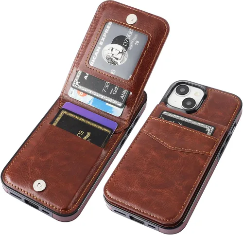 Vista 92 de KIHUWEY - Funda tipo cartera compatible con iPhone 15 con soporte para tarjetas de crédito, cierre magnético, soporte de cuero premium, cubierta