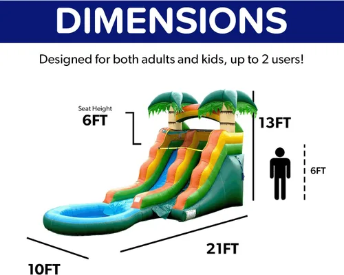 Vista 12 de HeroKiddo - Tobogán acuático inflable comercial de 13 pies con soplador