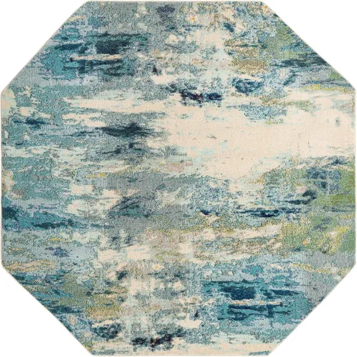 Vista 21 de Tapete abstracto Unique Loom, colección Estrella, moderno, multiárea, Polipropileno, Azul claro