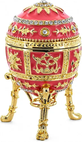 Vista 5 de BestPysanky Huevo de Pascua imperial inspirado en el esmalte rosa con sorpresa