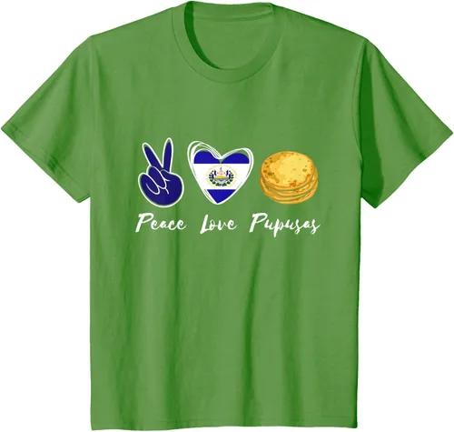 Vista 58 de Pupusas Lover Love Peace El Salvadaor Camiseta Comida Salvadoreña