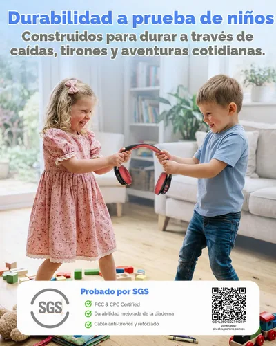Vista 4 de Acer OHR702 - Auriculares Bluetooth para niños con micrófono integrado Negro rojo