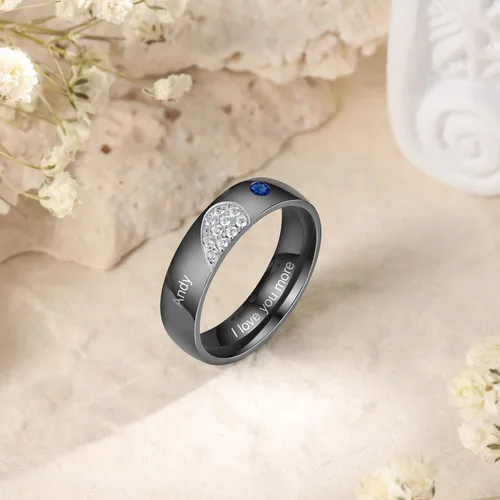 Vista 5 de Luxladis Juego de anillos personalizados para parejas para él y ella, anillos de promesa para parejas, grabado gratuito, anillos de compromiso