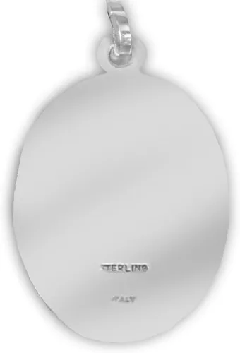 Vista 2 de True Faith Jewelry Customizable Sterling Silver Oval Patron Medal, 78 Inch