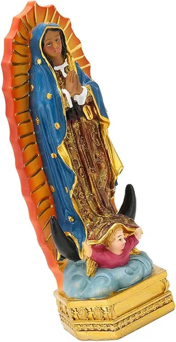Vista 4 de Estatua de Guadalupe, hermosos detalles estatua cristiana elegante pintada a mano para el hogar