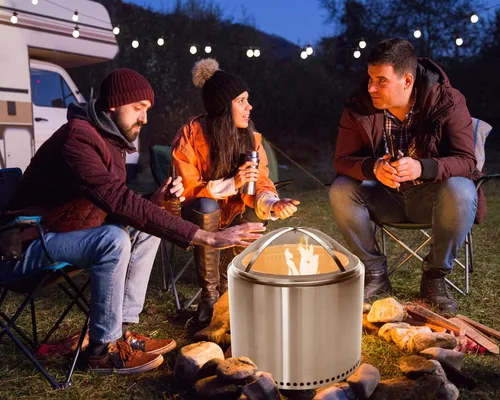 Vista 5 de Accesorio de pantalla de chispas de acero inoxidable compatible con Solo Stove Yukon de 27 pulgadas, tamaño de hoguera, fácil de levantar, cubierta