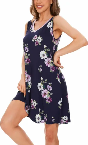 Vista 40 de GYS Cooling Bamboo Viscose Sleeveless Nightgowns for Women Aguamarina