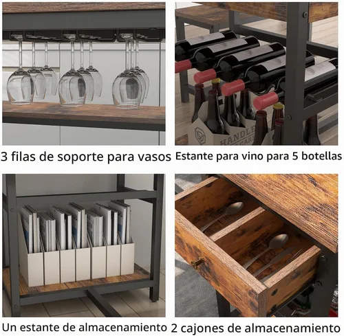 Vista 3 de Juego de mesa de comedor para 4-6 personas, mesa de comedor de cocina