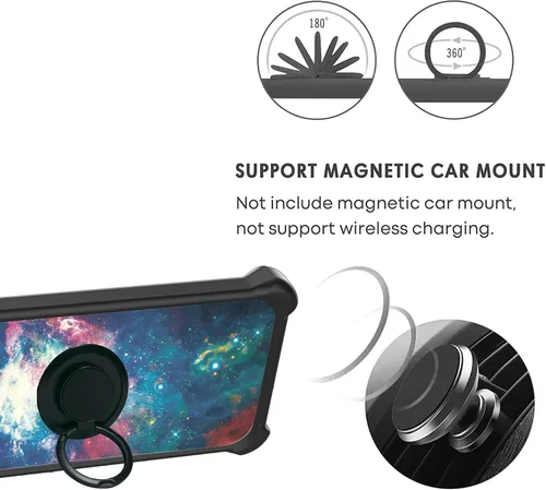 Vista 4 de jioeuinly Funda para Honor X50 compatible con Honor X50 con protector de pantalla de vidrio templado, soporte de anillo, efecto luminoso, YGH-YH