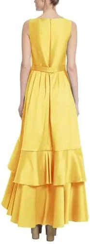 Vista 4 de Badgley Mischka Vestido con volantes en cascada con detalle de roseta