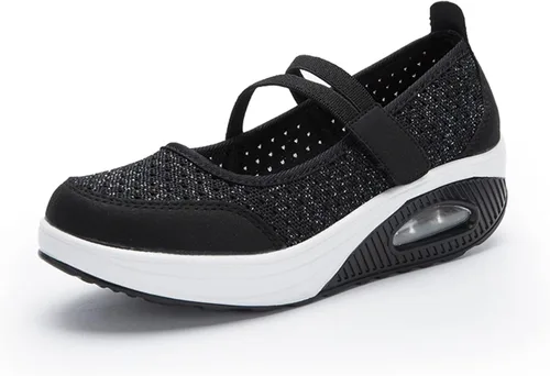 Vista 9 de Touchmosees Tenis ortopédicos de cuña para mujer con cojín de aire para diabéticos Blanco/Pu