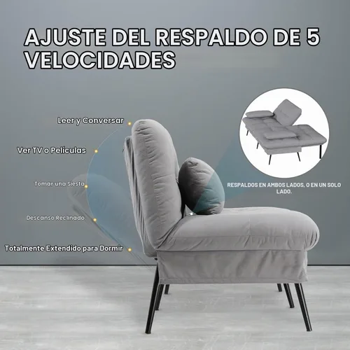 Vista 5 de COMHOMA Sofá cama convertible, sofá de tela de 68 pulgadas con respaldo ajustable, sofá biplaza reclinable, sofá cama, muebles de sala de estar