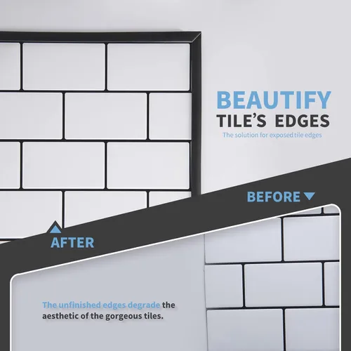 Vista 3 de Art3d - Moldura de vinilo flexible para despegar y pegar, de 10 pies para bordes de azulejos de pared, loseta en muro de cocina, marco de espejo