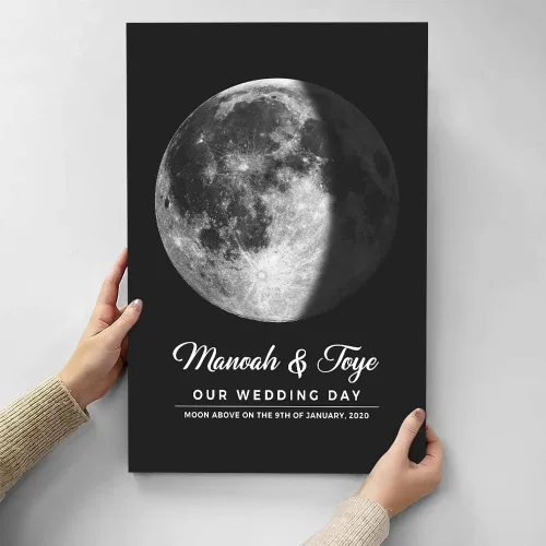 Vista 3 de TM TEEMAN Imagen personalizada de fase lunar – Arte personalizado de fase lunar This is What The Moon Looked like – Regalos personalizados de fase