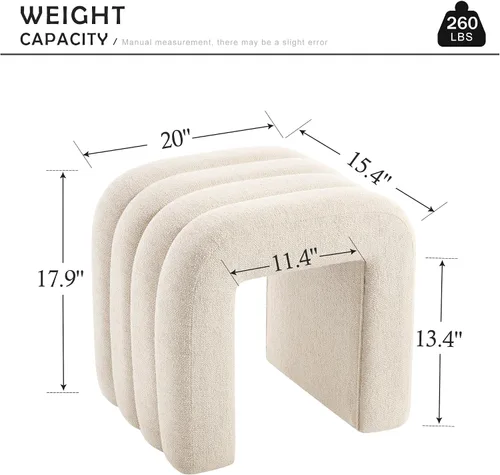 Vista 3 de Taburete otomano multifuncional, reposapiés para sofá, taburete de tocador moderno para sala de maquillaje, sala de estar y entrada, taburete