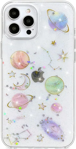 Vista 26 de Abbery - Funda diseñada para iPhone 12/12 Pro con purpurina, transparente y linda con diseño de mariposa, correa para la muñeca, brillante